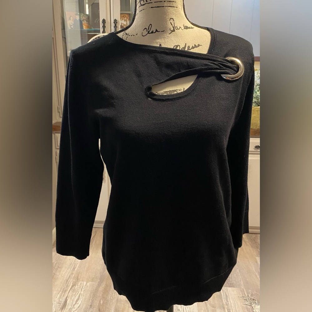 NWT Cable & Gauge Black Knit Top with Cutout Detail